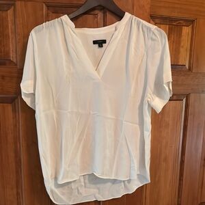 J. Crew Cream Relaxed Blouse with Mandarin Collar